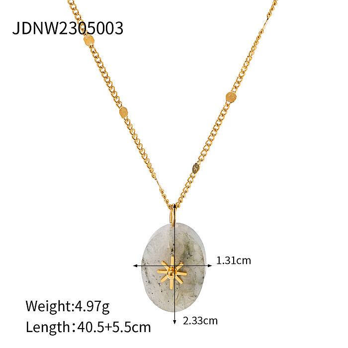 IG Style Star Stainless Steel  Plating Natural Stone 18K Gold Plated Pendant Necklace