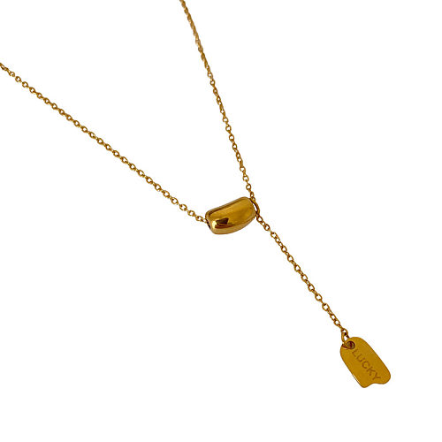Elegante, schlichte, unregelmäßige, einfarbige Halskette aus Edelstahl mit 18-karätiger Vergoldung