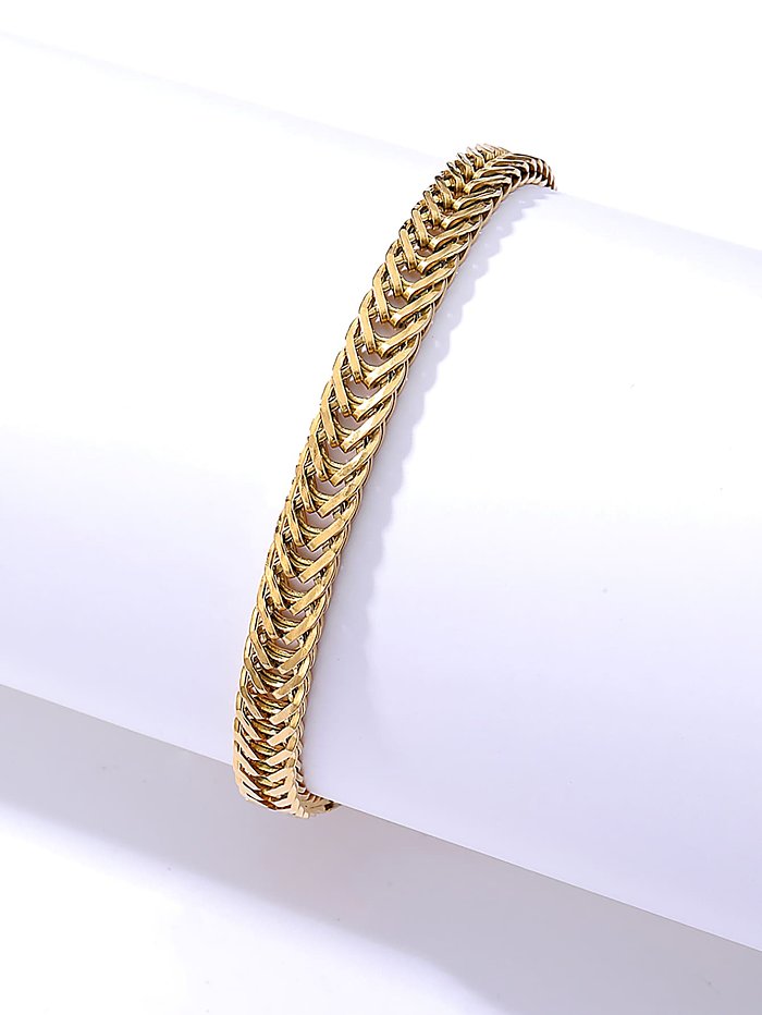 Pulseira de corrente de osso de ouro 18K de aço inoxidável com ornamento simples da moda