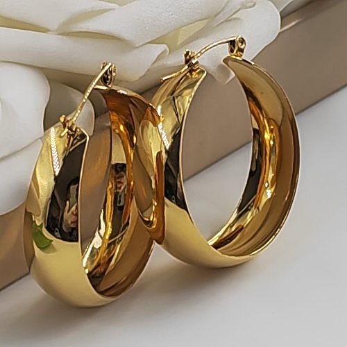 1 Pair Fashion Round Stainless Steel Plating Earrings