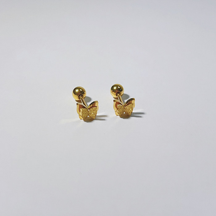 1 Pair Casual Cute Streetwear Dolphin Heart Shape Airplane Plating Stainless Steel  18K Gold Plated Ear Studs