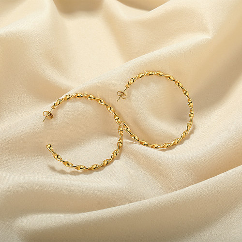 1 Pair Exaggerated Circle Plating Stainless Steel  18K Gold Plated Hoop Earrings