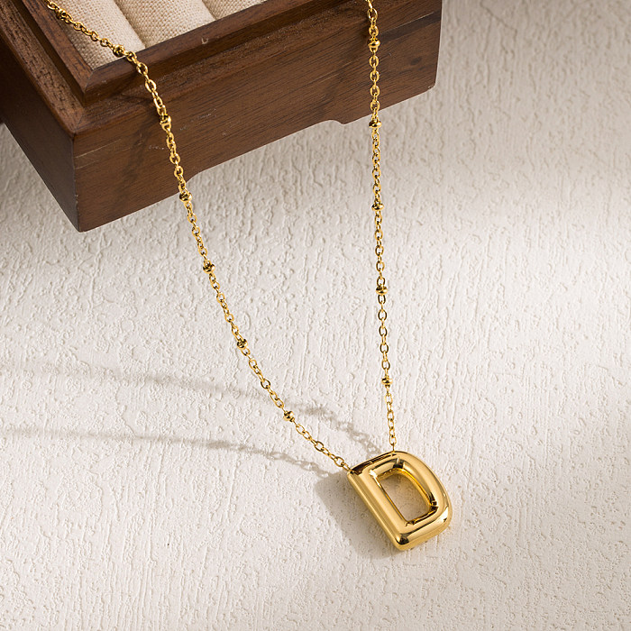 Collier avec pendentif en acier inoxydable, Style classique et décontracté, couleur unie, plaqué or 18 carats