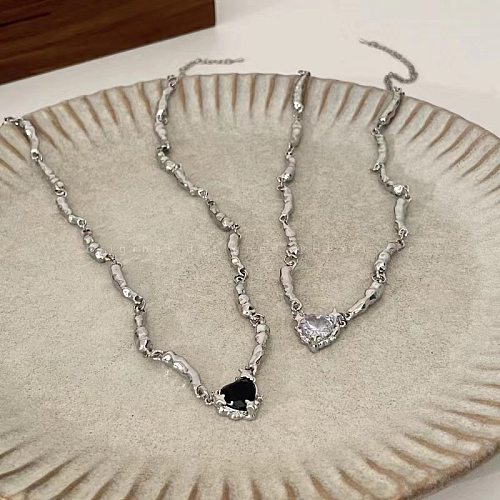 Fashion Heart Shape Stainless Steel Plating Inlay Necklace 1 Piece