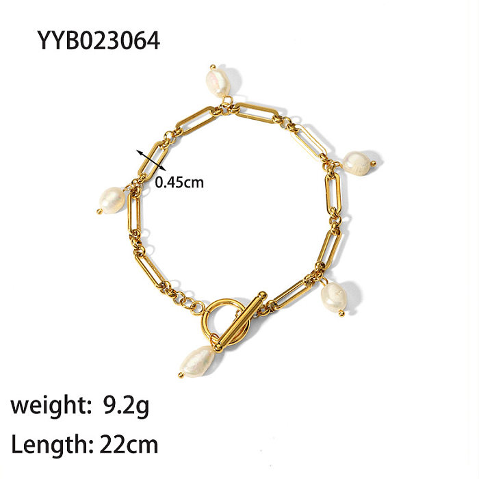 French Style Solid Color Stainless Steel Plating 18K Gold Plated Bracelets