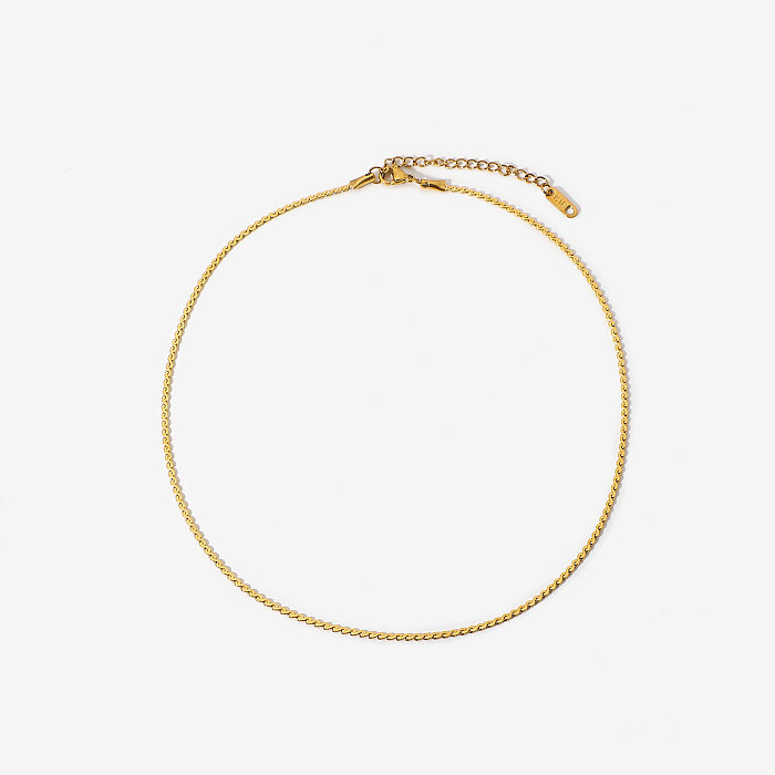 INS Style – chaîne en forme de S, bijoux, Bracelet de cheville pliable plat, collier en acier inoxydable plaqué or 18 carats