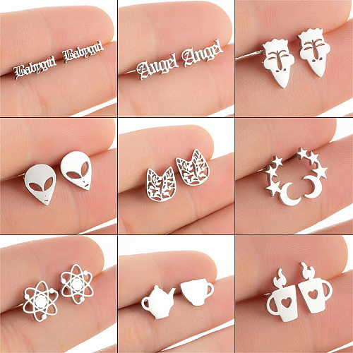 1 Pair Simple Style Cup Heart Shape Stainless Steel  Plating Ear Studs