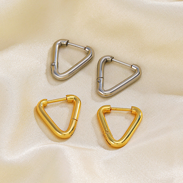 1 Pair Basic Simple Style Triangle Plating Stainless Steel  18K Gold Plated Earrings