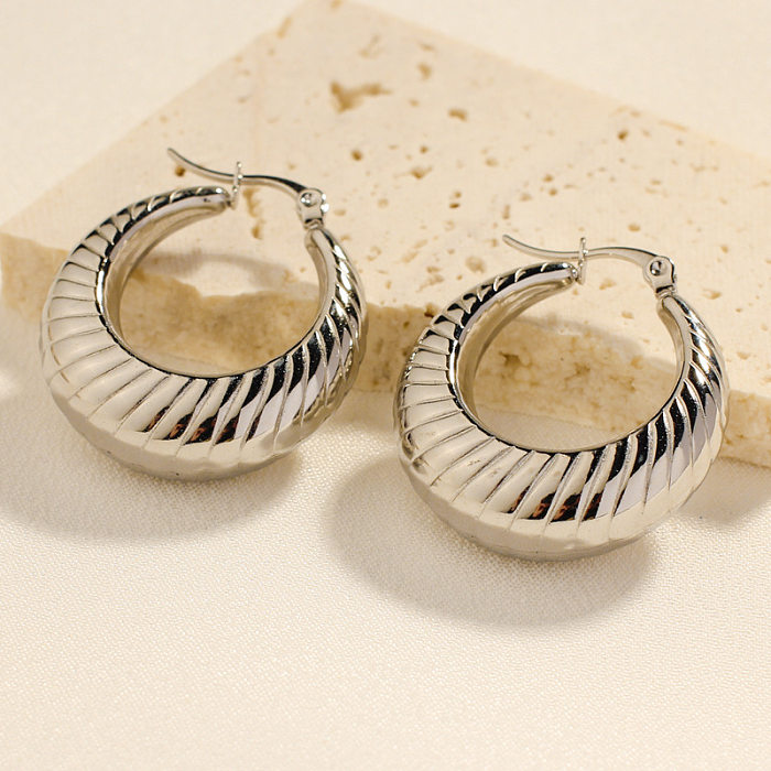 1 paire de boucles d'oreilles rétro Style français en forme de C et U, plaquées gouttelettes d'eau en acier inoxydable plaqué or 18 carats