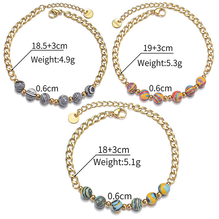 Bracelets plaqués or 18 carats en acier inoxydable géométrique de style simple et élégant