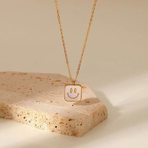 Modern Style Heart Shape Smiley Face Stainless Steel  Stainless Steel Plating Pendant Necklace