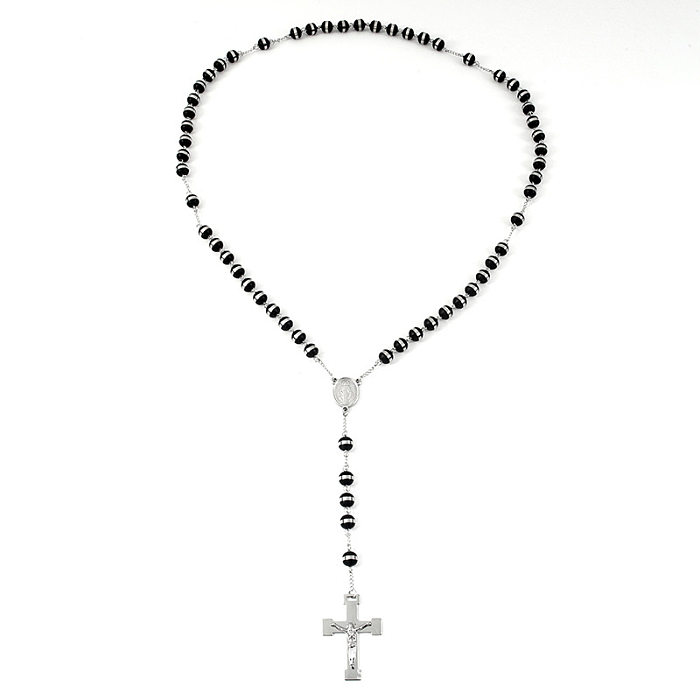 Ethnic Style Portrait Cross Stainless Steel  Inlay Silica Gel Necklace