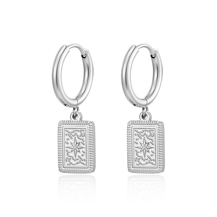 1 Pair IG Style Simple Style Star Rectangle Inlay Stainless Steel Rhinestones Drop Earrings