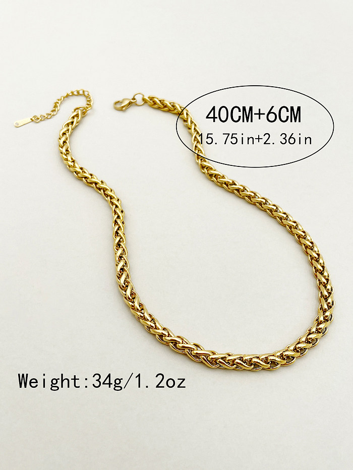 Hip-Hop Simple Style Solid Color Stainless Steel  Polishing Plating Gold Plated Necklace