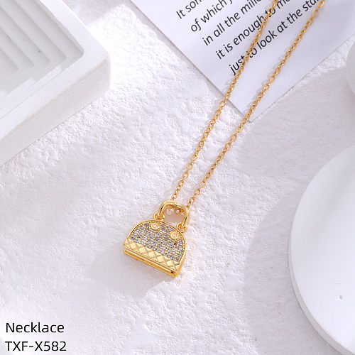 Collar chapado en oro con diamantes de imitación con incrustaciones de acero inoxidable y tierra con orejas de conejo de estilo simple
