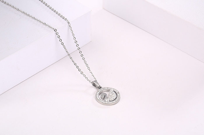 Simple Style Swan Stainless Steel Artificial Gemstones Necklace In Bulk
