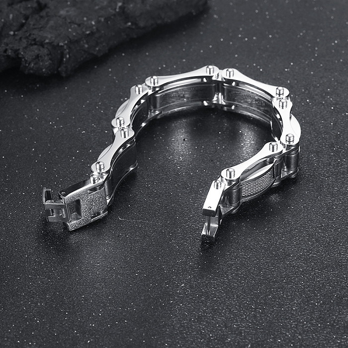 Hip-Hop Rock Solid Color Stainless Steel Plating Bracelets
