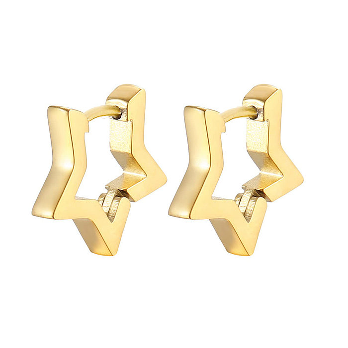 1 Pair Simple Style Star Stainless Steel  Plating Hoop Earrings