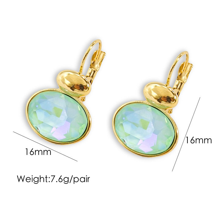 1 Pair Basic Retro Geometric Plating Inlay Stainless Steel  Zircon 14K Gold Plated Drop Earrings