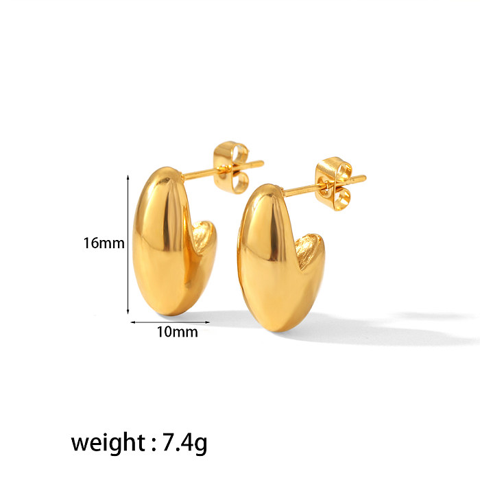1 paire de clous d'oreilles rétro en forme de L, placage de polissage en acier inoxydable plaqué or 18 carats