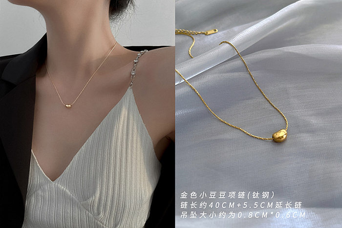 Schlichte Erbsen-Halskette mit Edelstahlbeschichtung und 18-Karat-Vergoldung