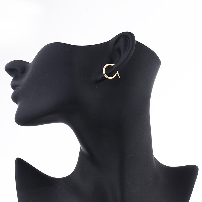 Boucles d'oreilles en acier inoxydable, 12/14mm, simples, à la mode, en or, vente en gros de bijoux