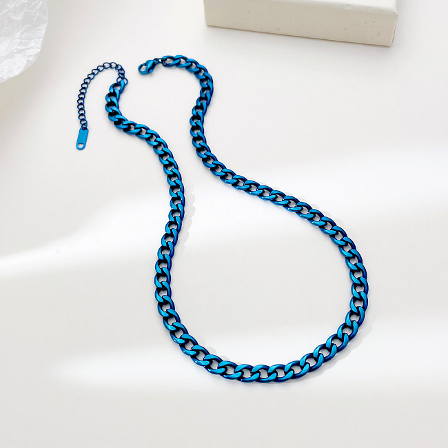 Hip-Hop-Halskette im schlichten Stil mit einfarbiger Edelstahlbeschichtung