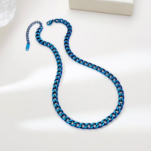 Hip-Hop-Halskette im schlichten Stil mit einfarbiger Edelstahlbeschichtung