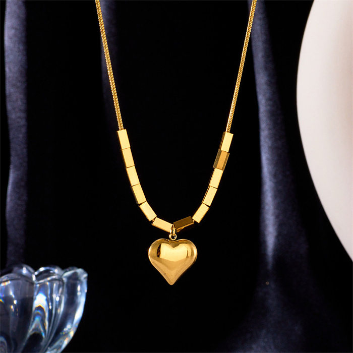 Fashion Simple Geometric Square Heart-shaped Stainless Steel Necklace