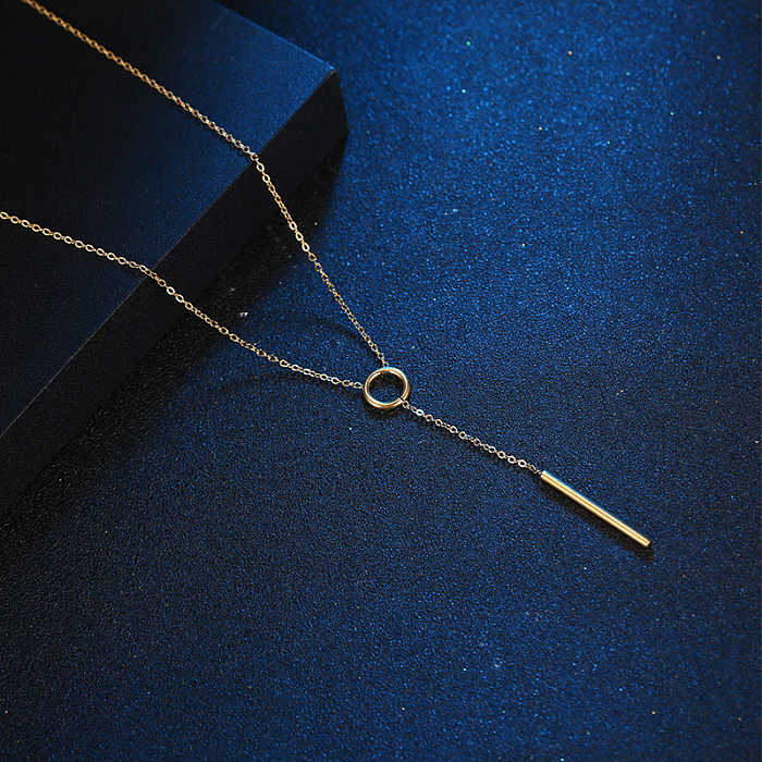 Collier à longue bande en acier inoxydable, Design de Niche, chaîne de clavicule à pompon féminin
