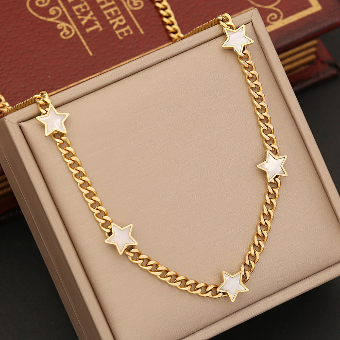 1 Piece INS Style Four Leaf Clover Star Butterfly Stainless Steel  Plating Necklace
