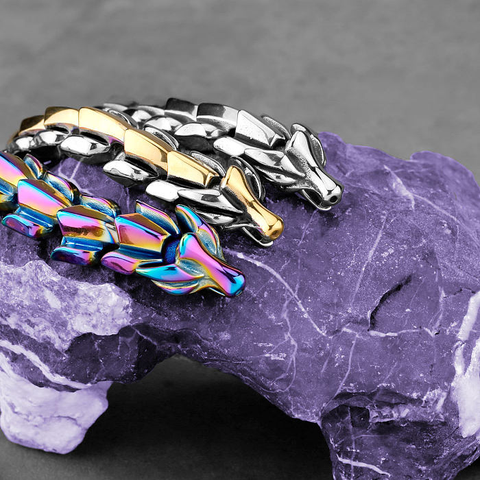 Punk Color Block Titanium Steel Polishing Bracelets