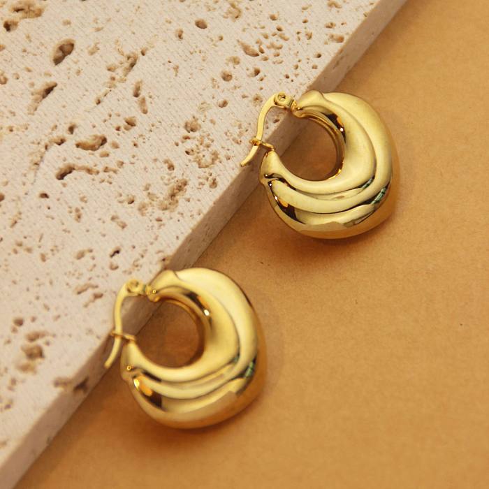 1 Pair Retro Simple Style C Shape U Shape Solid Color Plating Stainless Steel 18K Gold Plated Earrings