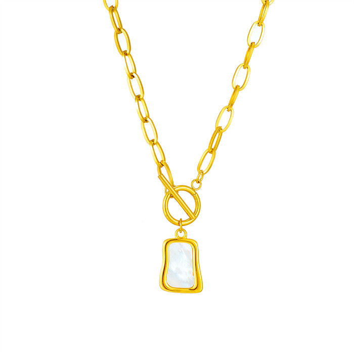 Korean Style Square Stainless Steel Toggle Plating 18K Gold Plated Necklace