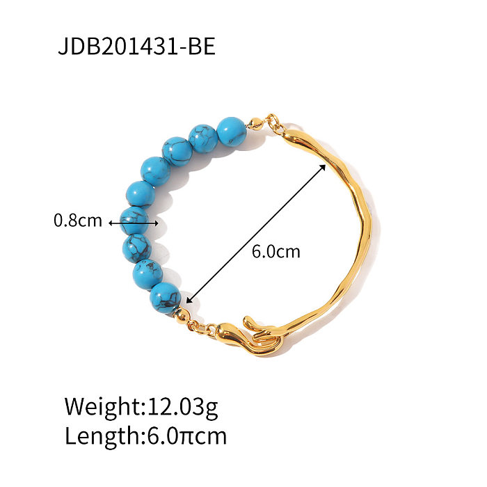 Luxurious Geometric Stainless Steel Gold Plated Turquoise Pearl Bracelets