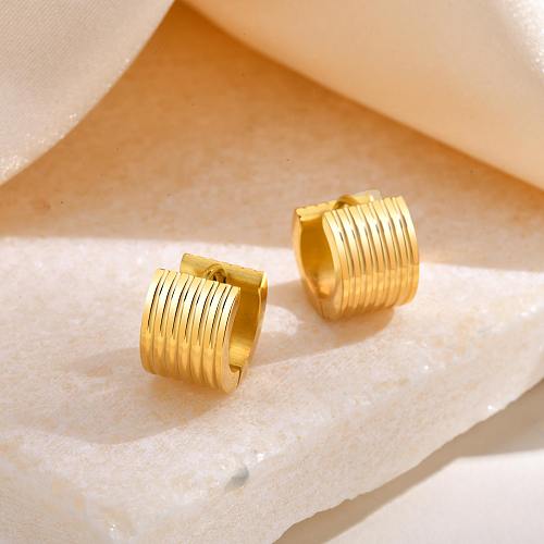 1 par de punhos de orelha banhados a ouro geométricos de aço inoxidável estilo simples