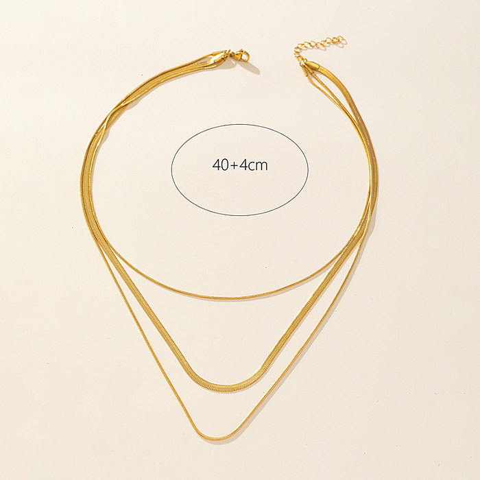 Casual Lady Solid Color Stainless Steel  Plating 18K Gold Plated Layered Necklaces