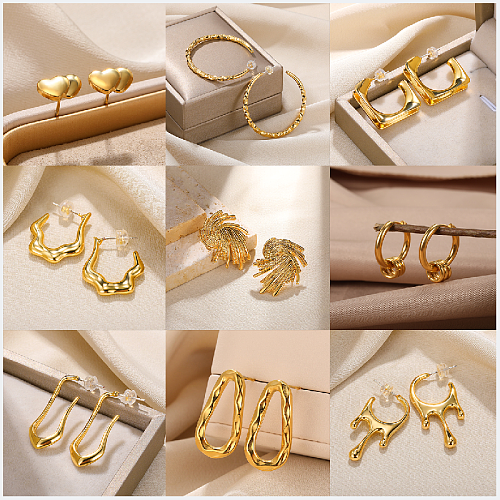 1 Pair Casual Exaggerated Heart Shape Irregular Plating Stainless Steel  18K Gold Plated Ear Studs
