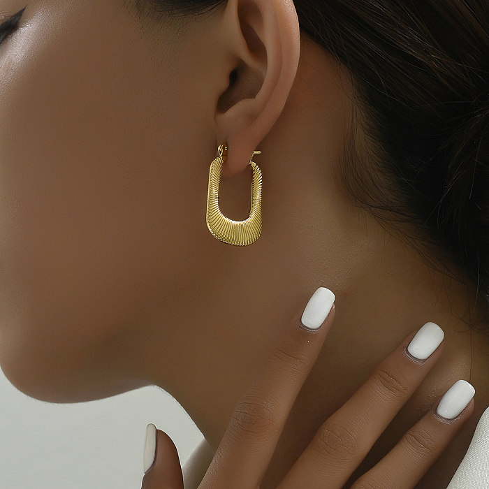 1 Pair Basic Modern Style U Shape Plating Stainless Steel  18K Gold Plated Hoop Earrings