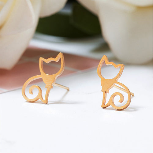 Simple Cat Stainless Steel  Earrings Wholesale