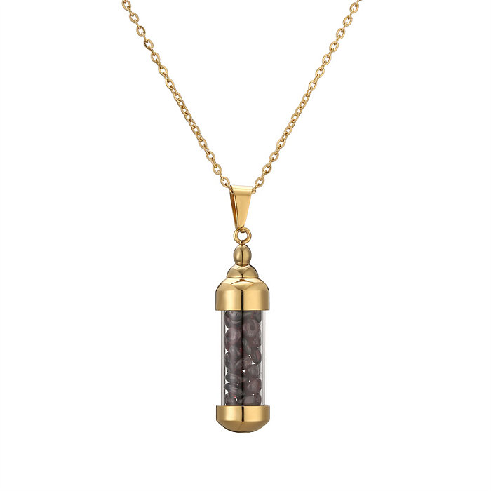 Collar con colgante chapado en oro de 18 quilates con revestimiento de grava de acero inoxidable geométrico elegante de Streetwear