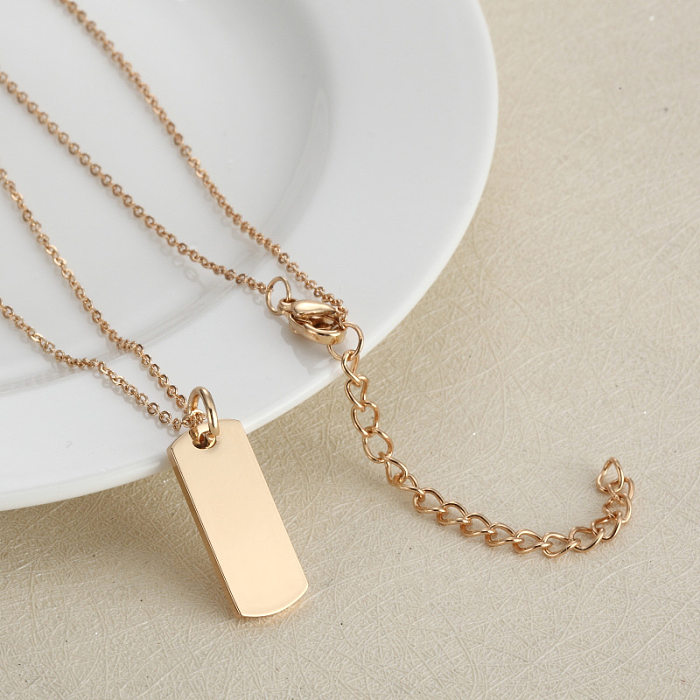 Simple Style Solid Color Stainless Steel  Pendant Necklace Stainless Steel  Necklaces