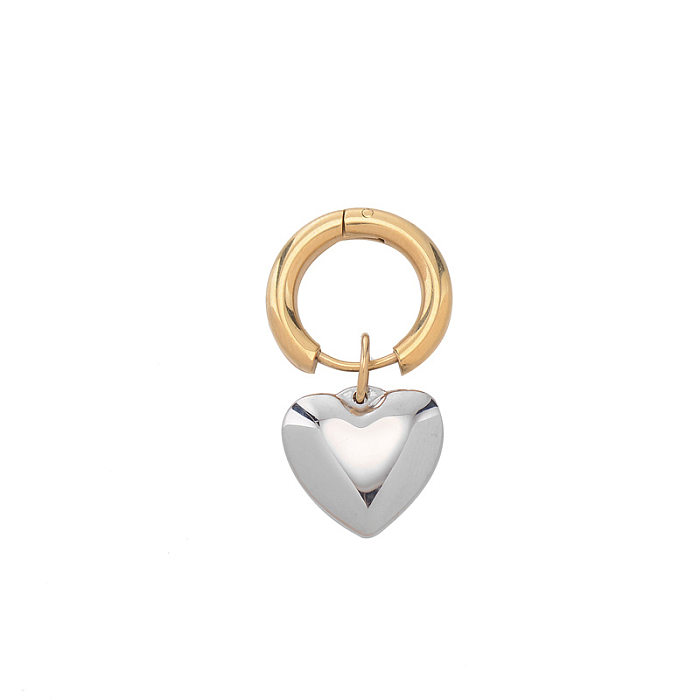Fashion Heart Shape Stainless Steel Gold Plated Earrings 1 Pair