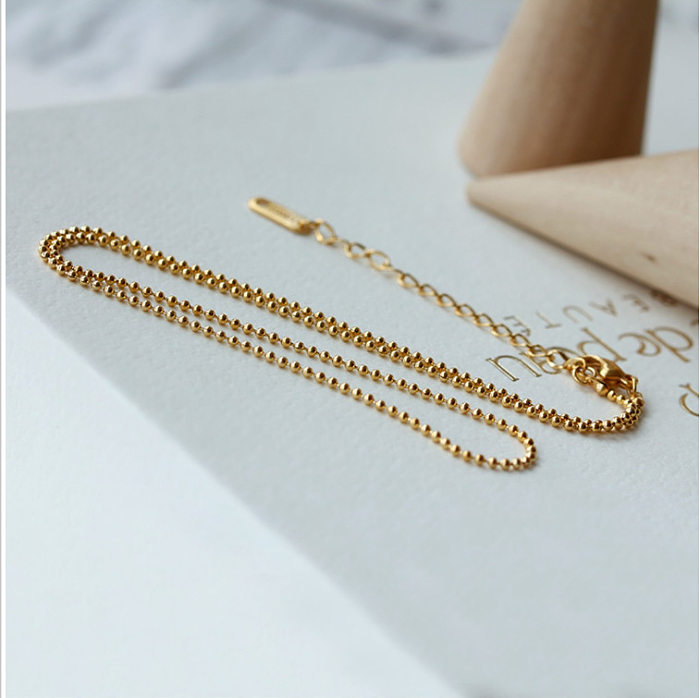 New Style Stainless Steel 18K Gold Round Beads Necklace