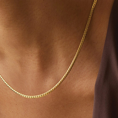 Classic Style Solid Color Stainless Steel 18K Gold Plated Necklace In Bulk