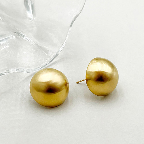 1 par de pinos de orelha banhados a ouro de aço inoxidável com revestimento semicírculo de estilo simples