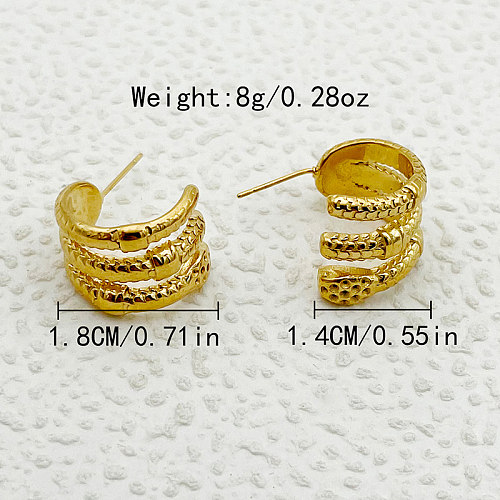 1 Pair Simple Style Artistic Lines Polishing Plating Stainless Steel  Gold Plated Ear Studs