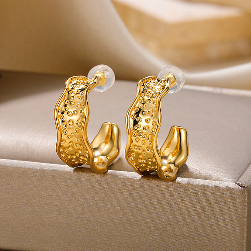 1 Pair Vintage Style Exaggerated Simple Style C Shape Plating Stainless Steel  18K Gold Plated Earrings