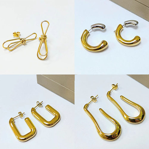 Fashion Geometric Stainless Steel Gold Plated Earrings 1 Pair