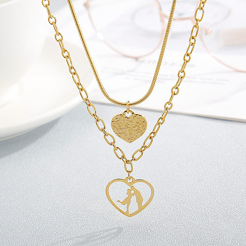 Fashion Heart Shape Stainless Steel Layered Necklaces Stainless Steel  Necklaces